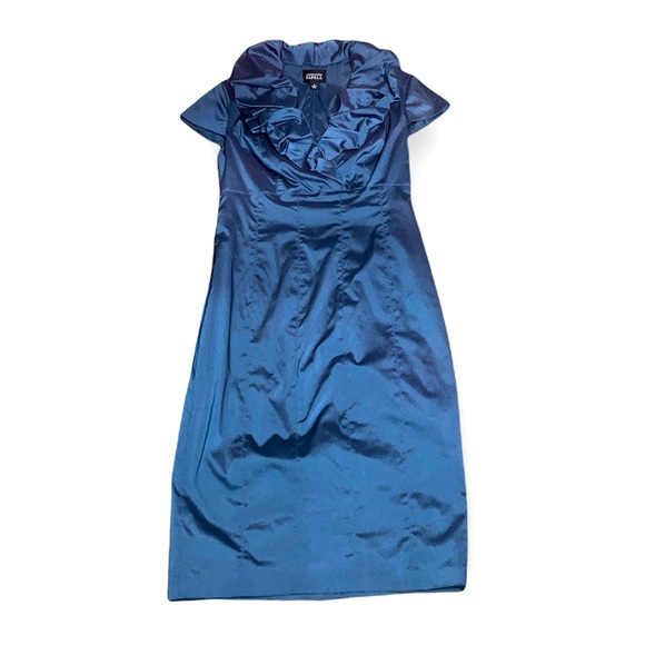 Adrianna Papell ruffle collar v-neck taffeta dress size 8 - Picture 1 of 5